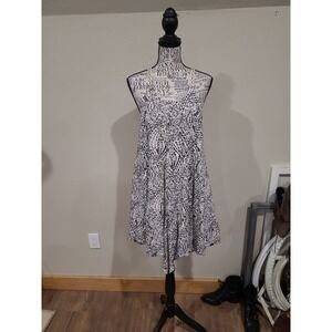 QED London abstract black white.strappy flowy dress festival boho Women SZ M